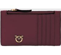 PINKO Flat Leather Card Holder with Love Birds Logo and Zip Closure - Size: OS - female