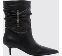 PINKO Gloria Ruched Leather Ankle Boots with Stiletto Heel and Love Birds Logo - Size: 37 - female