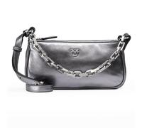 PINKO Half Moon Handbag Genuine Leather 23 cm silver colored