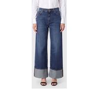 PINKO High-Waisted Wide-Leg Cotton Denim Jeans with Cuffs and Love Birds Logo - Size: 28 - female