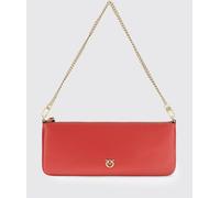 PINKO Horizontal Flat Leather Shoulder Bag with Love Birds Logo - Size: OS - female