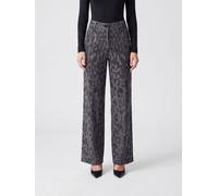 PINKO Jeep Animalier Embroidered Wide-Leg Crêpe Trousers with Rhinestones - Size: 40 - female