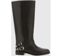 PINKO Knee-High Biker Boots in Smooth Leather with Rubber Sole - Size: 37 - female
