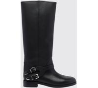 PINKO Knee-High Biker Boots in Smooth Leather with Rubber Sole - Size: 38 - female