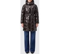 PINKO Knee-Length Quilted Puffer Jacket with a Hood and a Logo Buckle Belt - Size: 40 - female