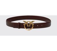 PINKO Leather Belt with Metal Love Birds Logo Buckle - Size: M - female