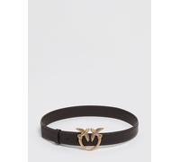 PINKO Leather Belt with Metal Love Birds Logo Buckle - Size: M - female