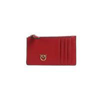 Pinko Leather Card Holder Airone Cardholder Rosso Rio - Antique Gold red | 5 Card Slots, Coin Compartment, 100% Leather, Women