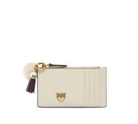 PINKO leather card holder with tassel and pompom - Neutrals OS