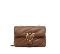 Pinko Leather cross body bag shoulder bag Love Puff Classic CL Sheep Nappa Marrone Cognac - Antique Gold brown