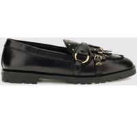 PINKO Leather Penny Loafers with Fringes and Lug Sole - Size: 38 - female