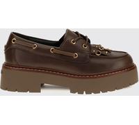 PINKO Leather Platform Boat Shoes with Fringes and Moc-Toe - Size: 37 - female