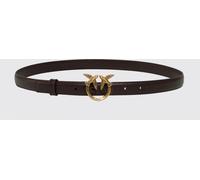 PINKO Love Birds Calfskin Leather Belt with Metal Monogram Buckle - Size: M - female