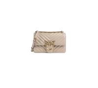 Pinko Love One Shoulder Bag, Beige, Leather, Chevron Quilt Effect, 21 x 13 x 5.5 cm, with Flap Closure, Antique Gold Electroplating