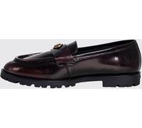 PINKO Nora Smooth Leather Penny Loafers with Strap and Metallic Love Birds Logo - Size: 41 - female