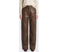 PINKO Papavero Wide-Leg Faux Leather Trousers with a Mid-Rise Waist - Size: 46 - female