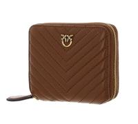 Pinko Purse Taylor Zip Around Sheep Nappa Chevron Marrone - Leone - Antique Gold Light Brown