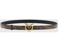 PINKO Python-Print Leather Belt with Love Birds Logo Buckle - Size: XS - female