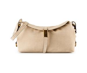 PINKO Saddle Horizontal Shoulder Bag Genuine Leather 34 cm beige