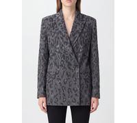 PINKO Short Double-Breasted Blazer with Animal Print and Rhinestone Embroidery - Size: 40 - female