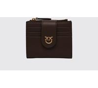 PINKO Small Smooth Leather Wallet with Metallic Love Birds Logo - Size: OS - female