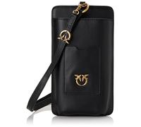Pinko Women Phone Folder Soft Calf Leather Travel Accessory-Neck Stash, Z99q_Black-Antique-Gold, One Size