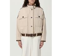 PINKO Women's Cotton Blend Jacket with Leather Trim - Beige - XS INT