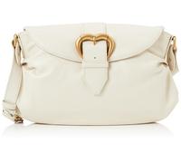 Pinko Women's Jolene Shoulder Classic Calf Crystal Bag, Z14m_White Silk-Chocolate Gold, 30