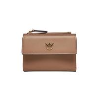 Pinko Women's Leather Wallet, Ginger Biscuit, 13 x 9 x 3 cm, 10 Card Holders, Coin Purse with Zip, Banknote Holder