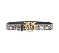 Pinko Women's Love Berry H3 Belt PVC Logo Print, Zm7q_Black/Brown/White.Antique Go, XS
