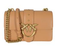Pinko Love One Leather Shoulder Bag 21 x 15 x 7 cm Brown with Antique Gold Detailing Light Leather, Light Leather
