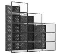 Pinkpum 12 pcs Clear Shoe Boxes, Stackable Plastic Shoes Storage Organiser, Fit Size 9.5, Foldable Sneakers Containers, Great Substitute for Shoe Rack, Black2
