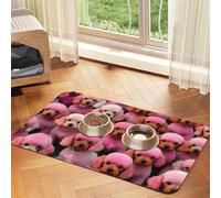 Pinks Poodles Dogs Print Pet Food Mat Absorbent Non Slip PU Leather Feeding Mat for Dogs Cats Rubber Bottom