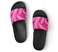 Pinks Ribbon Interlaced Rope Lines Slip On Slippers Bath Pool Shower Slide Sandals House Shoes Unisex