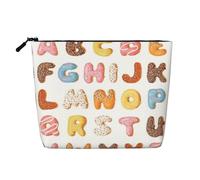 Pinks Word Cartoon Donut Print Makeup Bag, Toiletry Organizer,One Pack for Multiple Daily Uses, Business Trip Companion