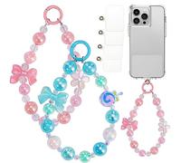 PinkSheep 2PCS Phone Charm Lanyard Chain Wrist Strap Cell Phone Lanyards for Teen Girl Women (Blue Pink), no gemstone