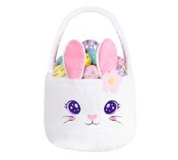PinkSheep Easter Basket for Kids, Cute Bunny Plush Bag,Easter Egg Hunt Basket for Toddlers, Adorable Easter Gift for Boys & Girls Large Capacity 6.3"x7.9"