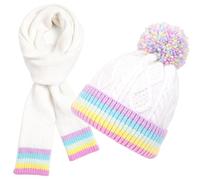 PinkSheep Girls' Winter Hat Beanie and Scarf Set, Rainbow Hat Children's Scarf Soft and Warm, Winter Hats for Children Age 4-14, Fashion Girls Accessories