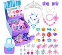 Pinksheep Jewelry Box for Girls Gift: 32Pcs Frozen Toys for Girls - Princess Jewelry Set for Little Girl's Gifts - Dress up Toddler Jewelry Box with Drawer