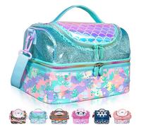 PinkSheep Kids Lunch Bag, Double Decker Cooler Insulated Lunch Bag, Back to School Gift Large Tote for Boys, Girls, Men, Women, with Adjustable Strap (Mermaid)