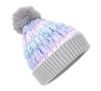 PinkSheep Kids Winter Hat Warmth Girls Beanie Hat with with Decorative Accessories, Soft Feel Knitted Hat for Kids Ages 4-14, Fashion Girls Accessories (UK, Age, 7 Years, 14 Years, Faux Down Purple)