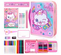 PinkSheep Markers Set with Glitter Unicorn Pencil Case & Stationery, Art Supplies Coloring Kits for Kids Ages 4-8, Unicorn Birthday Gifts for Girls Aged 4-12