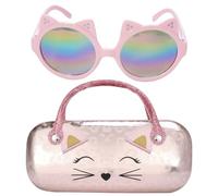 PinkSheep Sunglasses for Girls, Baby Kids Polarized Sunglass with Case, Unicorn Oval Cats Heart Glasses UV400 Protection, White Cat