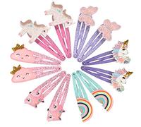PinkSheep Unicorn Hair Clips Barrettes for Girls, Kids 6 Pairs/12 Pcs Hair Pins, Cute Hair Clips Metal Snap Barrettes Sparkly Hair Accessories for Baby Girls Teens Toddlers (MIX-A)