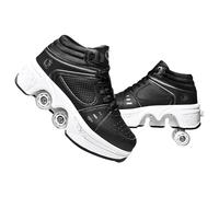 Pinkskattings@ Roller Skates Shoes Girl,Shoes with Wheels for Boys,Outdoor Skating Shoes Adult,Adjustable 2 in 1 Trainers Skates (B, EU41)