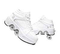 Pinkskattings@ Roller Skates Shoes Girl,Shoes with Wheels for Boys,Outdoor Skating Shoes Adult,Adjustable 2 in 1 Trainers Skates (F, EU39)