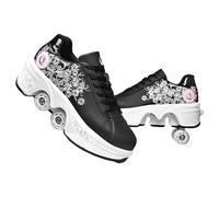Pinkskattings@ Roller Skates Shoes Girl,Shoes with Wheels for Boys,Outdoor Skating Shoes Adult,Adjustable 2 in 1 Trainers Skates (C, EU38)