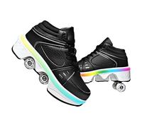 Pinkskattings@ Roller Skates Shoes Girl,Shoes with Wheels for Boys,Outdoor Skating Shoes Adult,Adjustable 2 in 1 Trainers Skates (A, EU38)