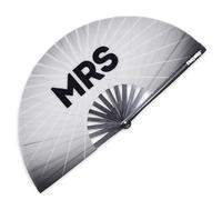 Pinkswag “Mrs” Bride Clack Fan - Silver Bamboo Wedding Fan, Bridal Shower & Bachelorette Gift