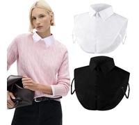 Pinkswan 2 Pieces Blouse Collar Insert Women's Black White Removable Collar Insert Women's False Half Women Collar Fake Collar Shirt Collar for Women Suit Pullover